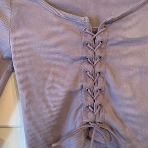 Forever 21 Lavender Lace Up Top